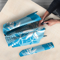 Hawaii Kakau Tribal Umbrella With Blue Tiare LT05 - Polynesian Pride