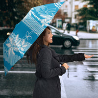 Hawaii Kakau Tribal Umbrella With Blue Tiare LT05 - Polynesian Pride
