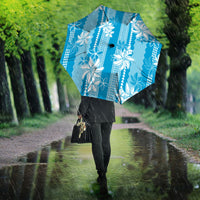 Hawaii Kakau Tribal Umbrella With Blue Tiare LT05 - Polynesian Pride