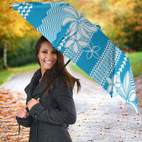 Hawaii Kakau Tribal Umbrella With Blue Tiare LT05 - Polynesian Pride