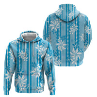 Hawaii Kakau Tribal Zip Hoodie With Blue Tiare LT05 - Polynesian Pride