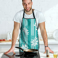 Hawaii Kakau Tribal Apron With Teal Tiare LT05 - Polynesian Pride