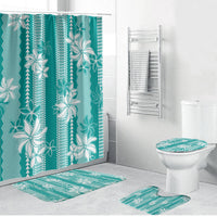 Hawaii Kakau Tribal Bathroom Set With Teal Tiare LT05 Bathroom Set (4 pcs) Teal - Polynesian Pride