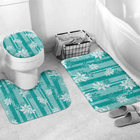 Hawaii Kakau Tribal Bathroom Set With Teal Tiare LT05 Mat Set Only (3 pcs) One Size Teal - Polynesian Pride