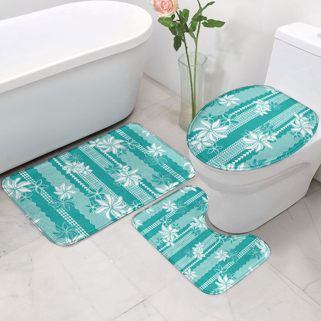 Hawaii Kakau Tribal Bathroom Set With Teal Tiare LT05 - Polynesian Pride