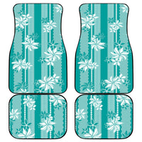 Hawaii Kakau Tribal Car Mats With Teal Tiare LT05 - Polynesian Pride