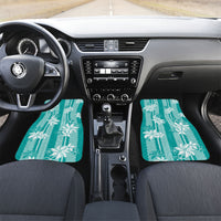 Hawaii Kakau Tribal Car Mats With Teal Tiare LT05 Set 2pcs - Front Teal - Polynesian Pride