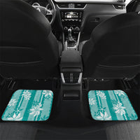 Hawaii Kakau Tribal Car Mats With Teal Tiare LT05 Set 2pcs - Back Teal - Polynesian Pride