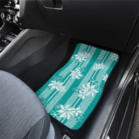Hawaii Kakau Tribal Car Mats With Teal Tiare LT05 - Polynesian Pride