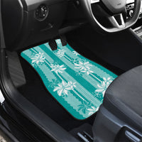 Hawaii Kakau Tribal Car Mats With Teal Tiare LT05 - Polynesian Pride