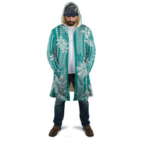 Hawaii Kakau Tribal Cloak With Teal Tiare LT05 - Polynesian Pride