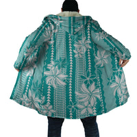 Hawaii Kakau Tribal Cloak With Teal Tiare LT05 - Polynesian Pride