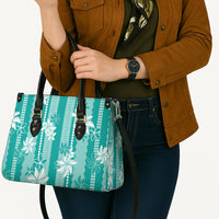 Hawaii Kakau Tribal Leather Bag With Teal Tiare LT05 - Polynesian Pride