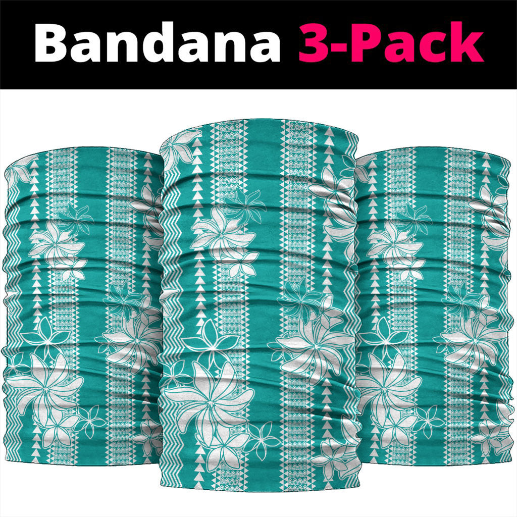 Hawaii Kakau Tribal Neck Gaiter With Teal Tiare LT05 package One Size: 25*50cm Teal - Polynesian Pride