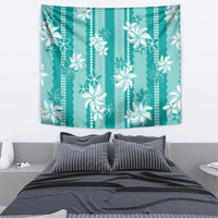 Hawaii Kakau Tribal Tapestry With Teal Tiare LT05 - Polynesian Pride