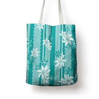 Hawaii Kakau Tribal Tote Bag With Teal Tiare LT05 - Polynesian Pride