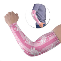 Hawaii Kakau Tribal Arm Sleeves With Pink Tiare LT05 Set of 2 Pink - Polynesian Pride