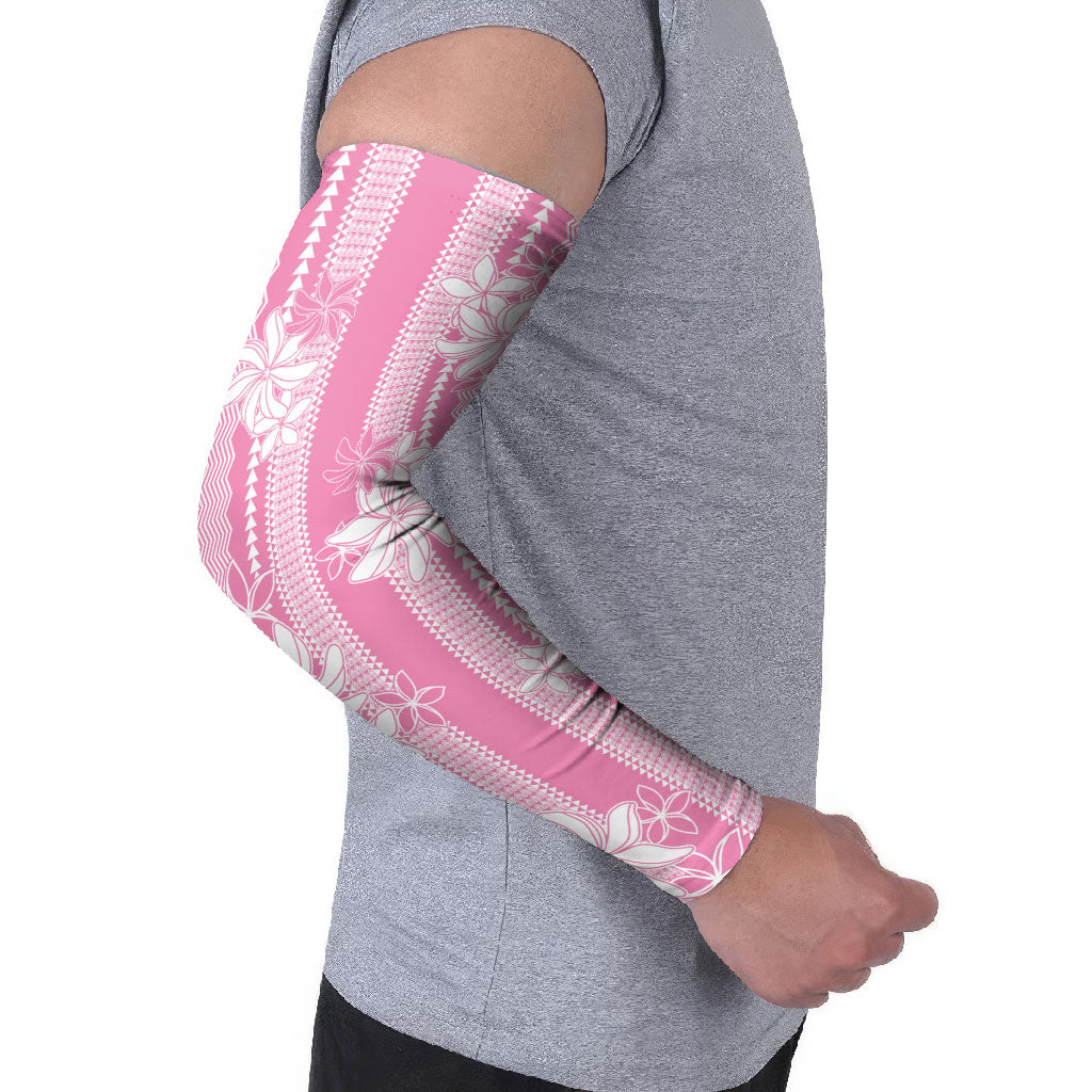Hawaii Kakau Tribal Arm Sleeves With Pink Tiare LT05 - Polynesian Pride
