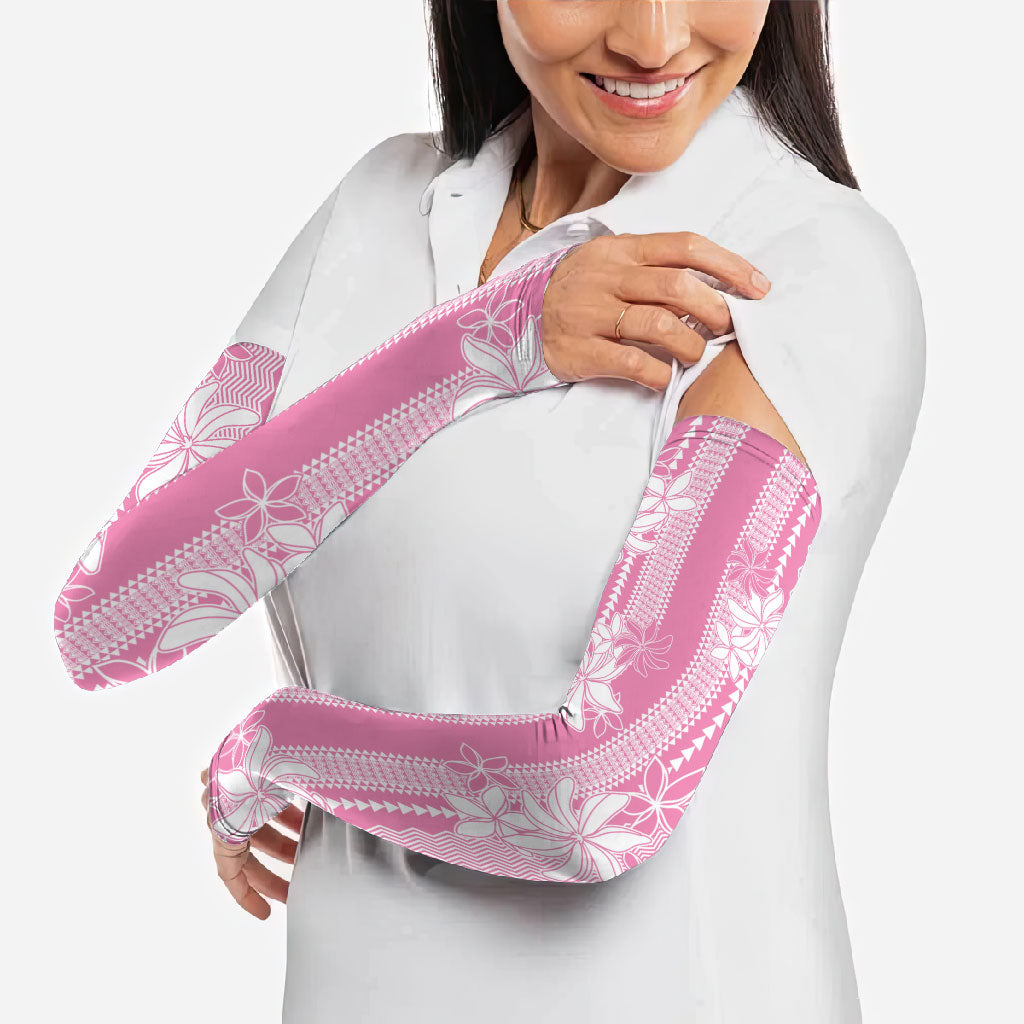 Hawaii Kakau Tribal Arm Sleeves With Pink Tiare LT05 - Polynesian Pride