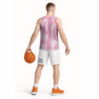 Hawaii Kakau Tribal Basketball Jersey With Pink Tiare LT05 - Polynesian Pride