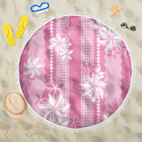 Hawaii Kakau Tribal Beach Blanket With Pink Tiare LT05 One Size 150cm Pink - Polynesian Pride