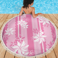 Hawaii Kakau Tribal Beach Blanket With Pink Tiare LT05 - Polynesian Pride