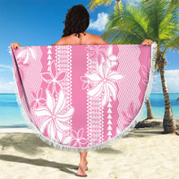 Hawaii Kakau Tribal Beach Blanket With Pink Tiare LT05 - Polynesian Pride