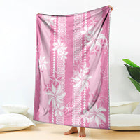 Hawaii Kakau Tribal Blanket With Pink Tiare LT05 - Polynesian Pride