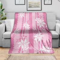 Hawaii Kakau Tribal Blanket With Pink Tiare LT05 - Polynesian Pride