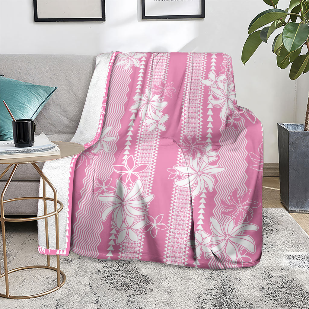 Hawaii Kakau Tribal Blanket With Pink Tiare LT05 - Polynesian Pride