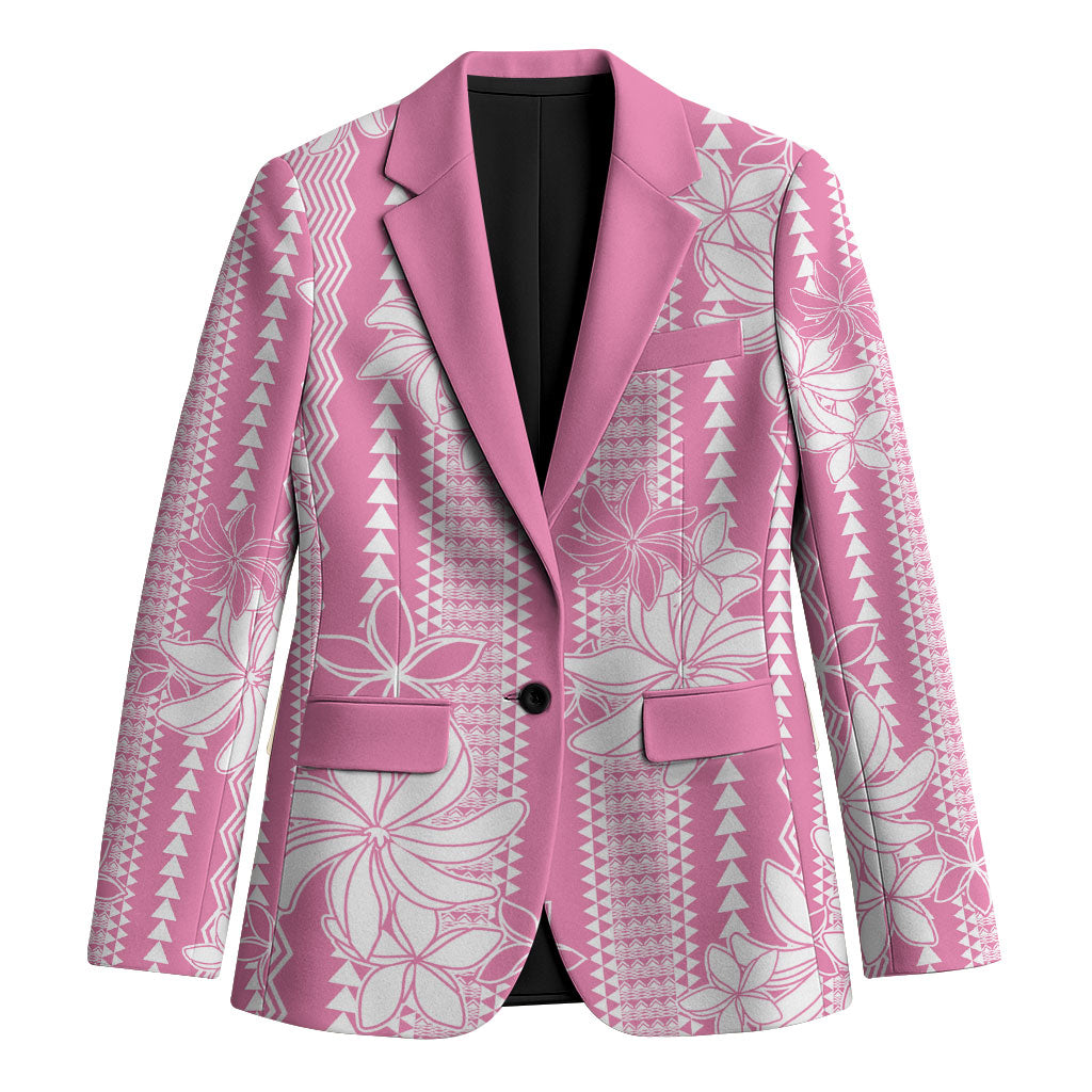 Hawaii Kakau Tribal Blazer With Pink Tiare LT05 Unisex Pink - Polynesian Pride