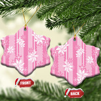 Hawaii Kakau Tribal Ceramic Ornament With Pink Tiare
