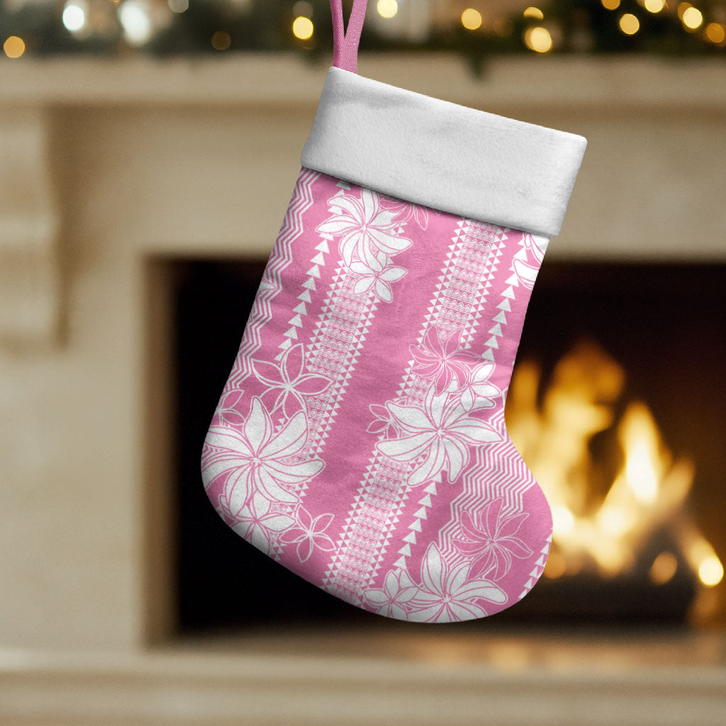 Hawaii Kakau Tribal Christmas Stocking With Pink Tiare LT05 Set of 2 Pink - Polynesian Pride