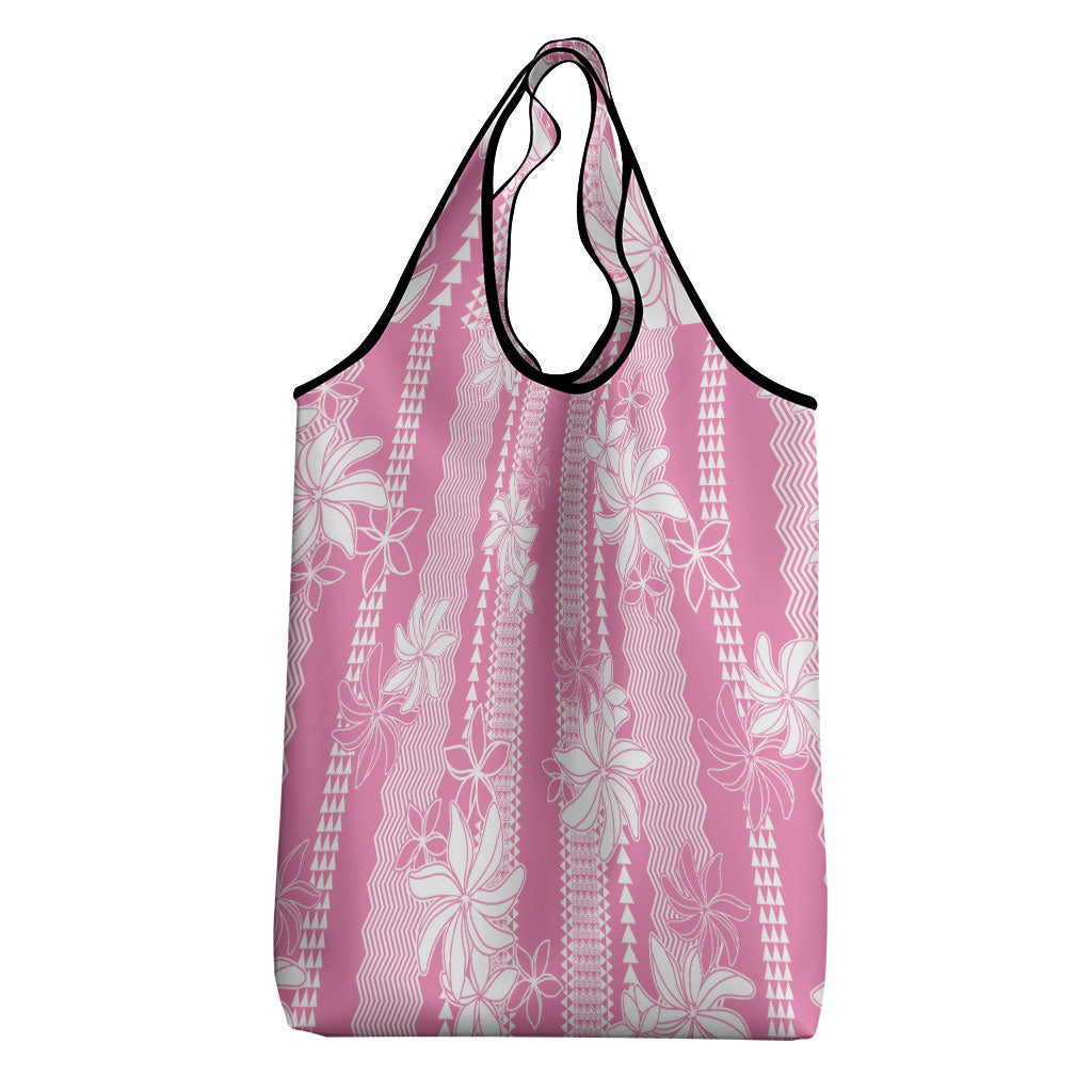 Hawaii Kakau Tribal Grocery Bag With Pink Tiare LT05 - Polynesian Pride
