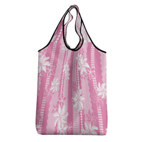 Hawaii Kakau Tribal Grocery Bag With Pink Tiare LT05 - Polynesian Pride