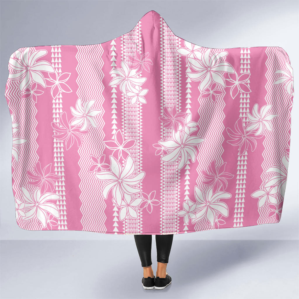 Hawaii Kakau Tribal Hooded Blanket With Pink Tiare LT05 One Size Pink - Polynesian Pride