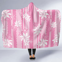 Hawaii Kakau Tribal Hooded Blanket With Pink Tiare LT05 One Size Pink - Polynesian Pride