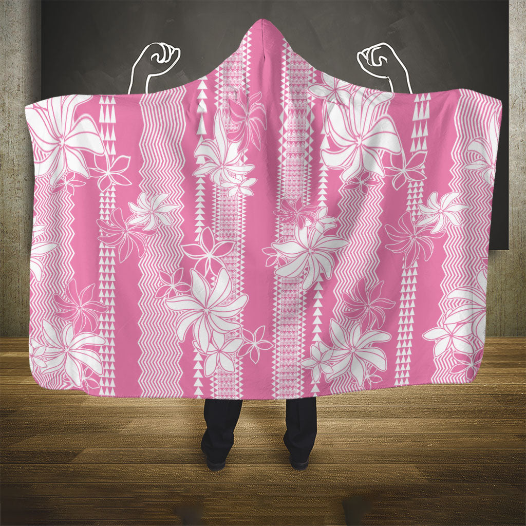 Hawaii Kakau Tribal Hooded Blanket With Pink Tiare LT05 - Polynesian Pride