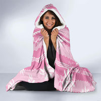 Hawaii Kakau Tribal Hooded Blanket With Pink Tiare LT05 - Polynesian Pride