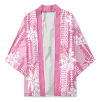 Hawaii Kakau Tribal Kimono With Pink Tiare LT05 Unisex Pink - Polynesian Pride