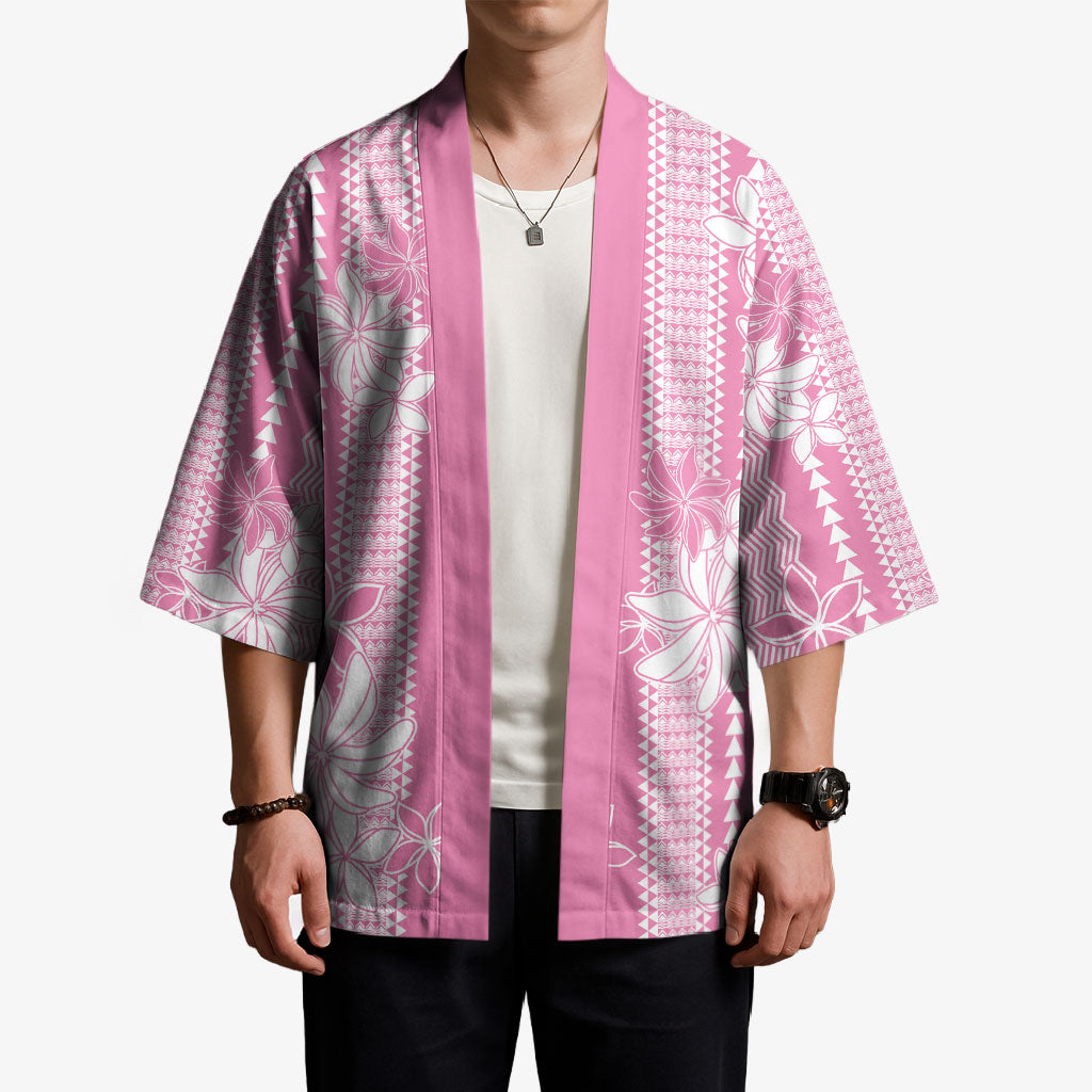 Hawaii Kakau Tribal Kimono With Pink Tiare LT05 - Polynesian Pride