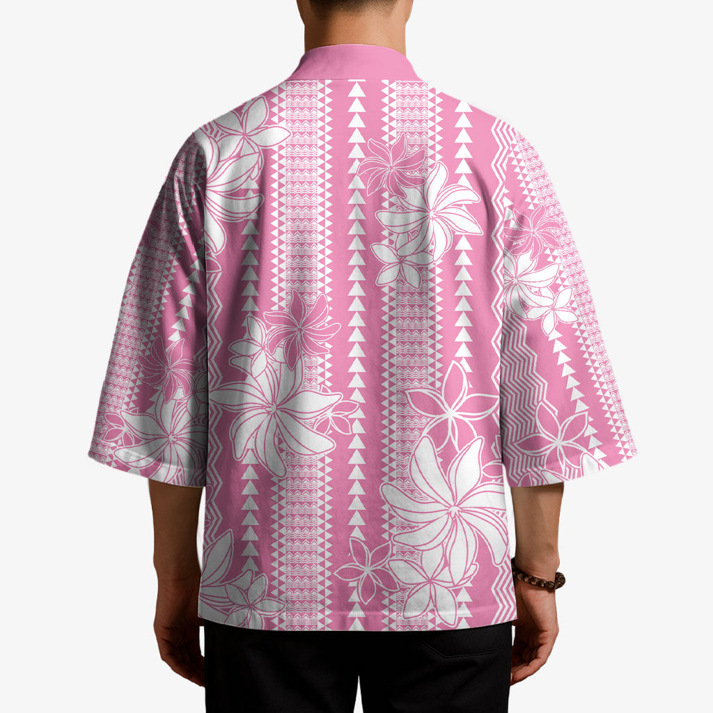 Hawaii Kakau Tribal Kimono With Pink Tiare LT05 - Polynesian Pride