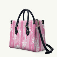Hawaii Kakau Tribal Leather Bag With Pink Tiare LT05 Pink - Polynesian Pride