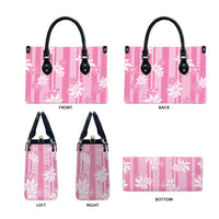 Hawaii Kakau Tribal Leather Bag With Pink Tiare LT05 - Polynesian Pride