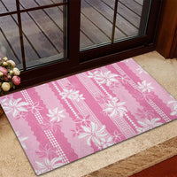 Hawaii Kakau Tribal Rubber Doormat With Pink Tiare LT05 - Polynesian Pride