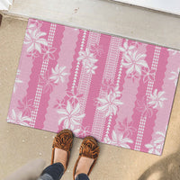 Hawaii Kakau Tribal Rubber Doormat With Pink Tiare LT05 - Polynesian Pride