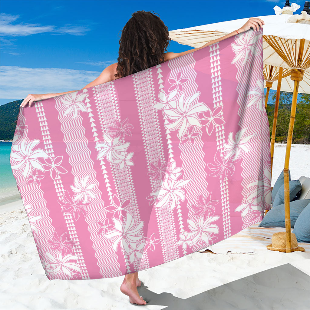 Hawaii Kakau Tribal Sarong With Pink Tiare LT05 One Size 44 x 66 inches Pink - Polynesian Pride