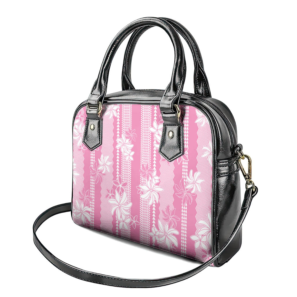 Hawaii Kakau Tribal Shoulder Handbag With Pink Tiare LT05 - Polynesian Pride