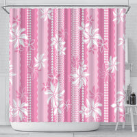 Hawaii Kakau Tribal Shower Curtain With Pink Tiare LT05 - Polynesian Pride