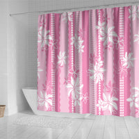 Hawaii Kakau Tribal Shower Curtain With Pink Tiare LT05 - Polynesian Pride